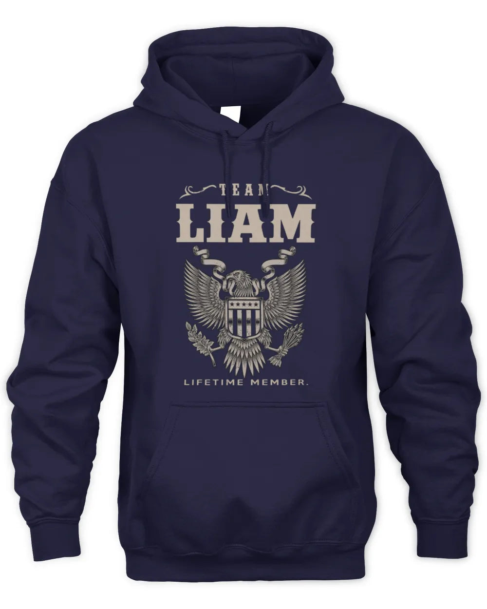LIAM TP06-K82 – Personalized Classic Style Apparel “Team NAME Lifetime Member” - Unisex Hoodie - Navy