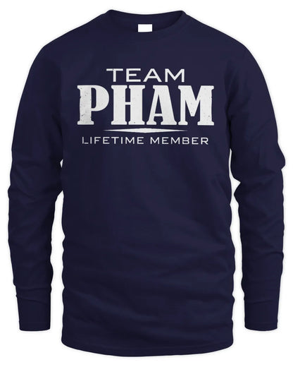 PHAM BL62-K4-128 - Personalized “Team NAME Lifetime Member” - Men's Long Sleeved T-Shirt - Navy