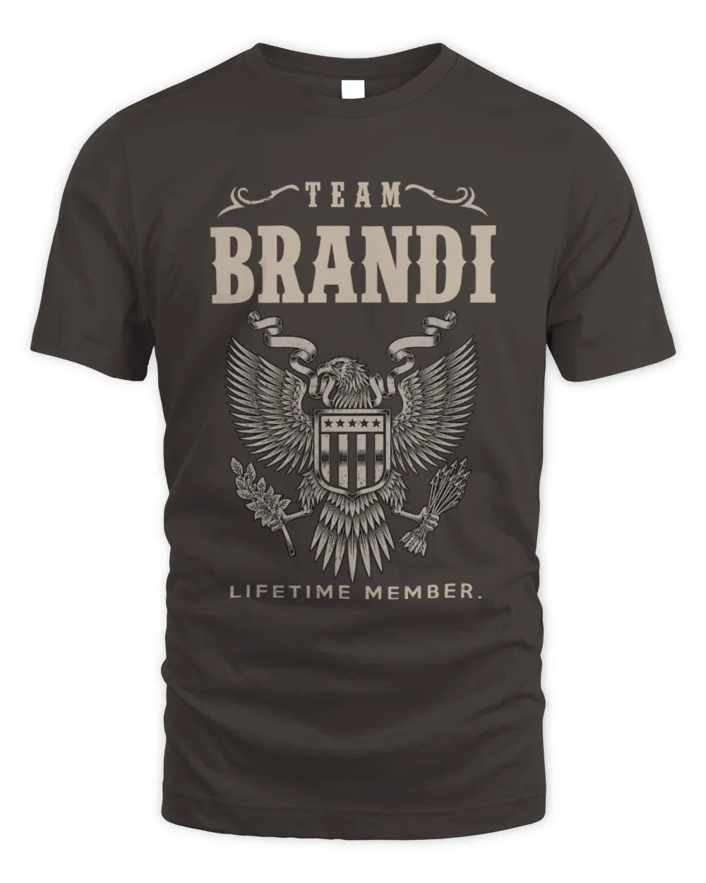 BRANDI TP06-K82 – Personalized Classic Style Apparel “Team NAME Lifetime Member” - Unisex Standard T-Shirt - Dark Chocolate
