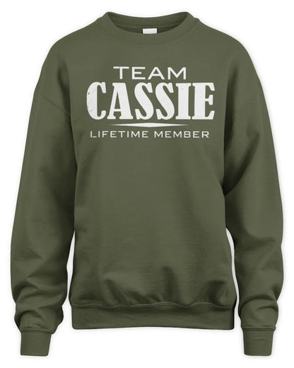 CASSIE BL62-K4-128 - Personalized “Team NAME Lifetime Member” - Unisex Sweatshirt - Military Green
