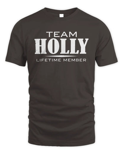 HOLLY BL62-K4-128 - Personalized “Team NAME Lifetime Member” - Unisex Standard T-Shirt - Dark Chocolate