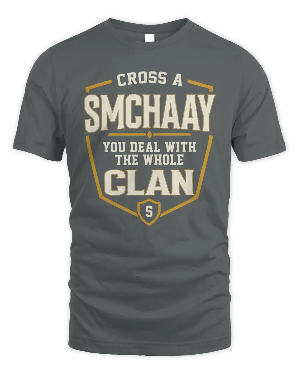 SMCHAAY NT1-K008 Cross A/An NAME, You Deal With the Whole Clan | Personalized Vintage T-Shirt - Unisex Standard T-Shirt - Charcoal