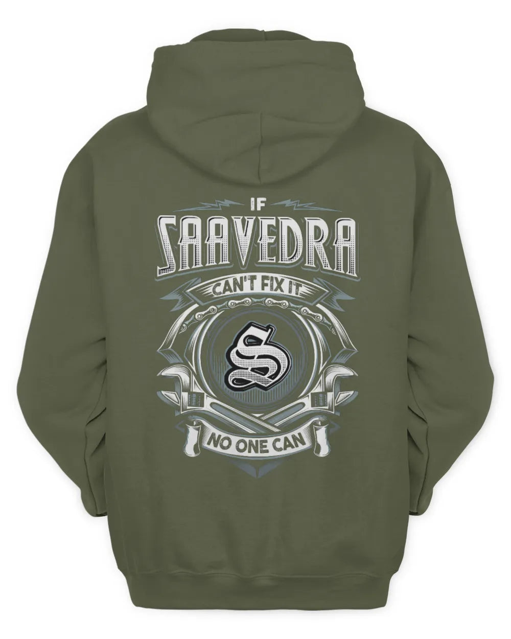 SAAVEDRA AP81-K4-626 - Personalized Ahmed Quote Apparel “If Ahmed Can't Fix It, No One Can” - Unisex Hoodie - Military Green
