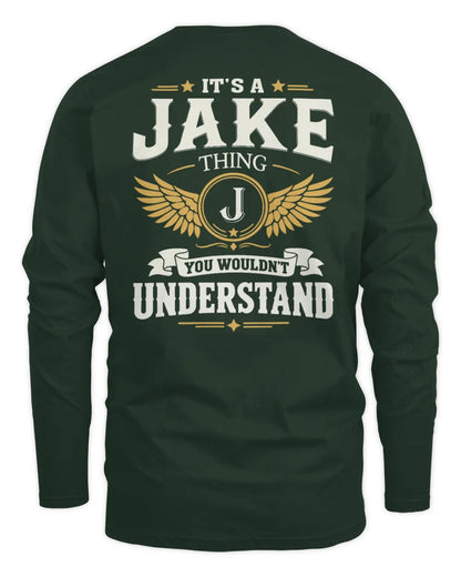 JAKE KT06-M008 It’s a [NAME] Thing – You Wouldn’t Understand | Personalized Vintage T-Shirt - Men's Long Sleeved T-Shirt - Forest Green