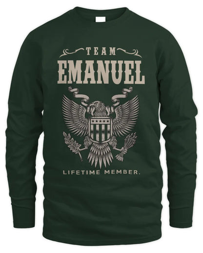 EMANUEL TP06-K82 – Personalized Classic Style Apparel “Team NAME Lifetime Member” - Men's Long Sleeved T-Shirt - Forest Green
