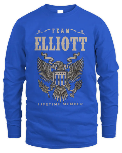 ELLIOTT TP06-K82 – Personalized Classic Style Apparel “Team NAME Lifetime Member” - Men's Long Sleeved T-Shirt - Royal