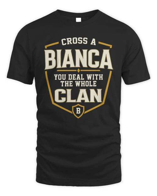 BIANCA NT1-K008 Cross A/An NAME, You Deal With the Whole Clan | Personalized Vintage T-Shirt - Unisex Standard T-Shirt - Black