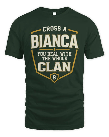 BIANCA NT1-K008 Cross A/An NAME, You Deal With the Whole Clan | Personalized Vintage T-Shirt - Unisex Standard T-Shirt - Forest Green