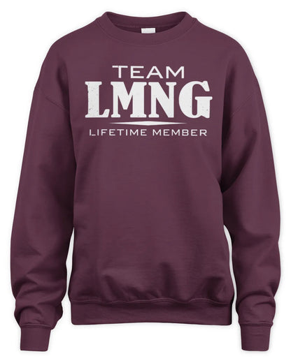 LMNG BL62-K4-128 - Personalized “Team NAME Lifetime Member” - Unisex Sweatshirt - Maroon