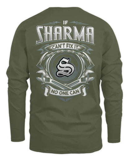 SHARMA AP81-K4-626 - Personalized Ahmed Quote Apparel “If Ahmed Can't Fix It, No One Can” - Men's Long Sleeved T-Shirt - Military Green