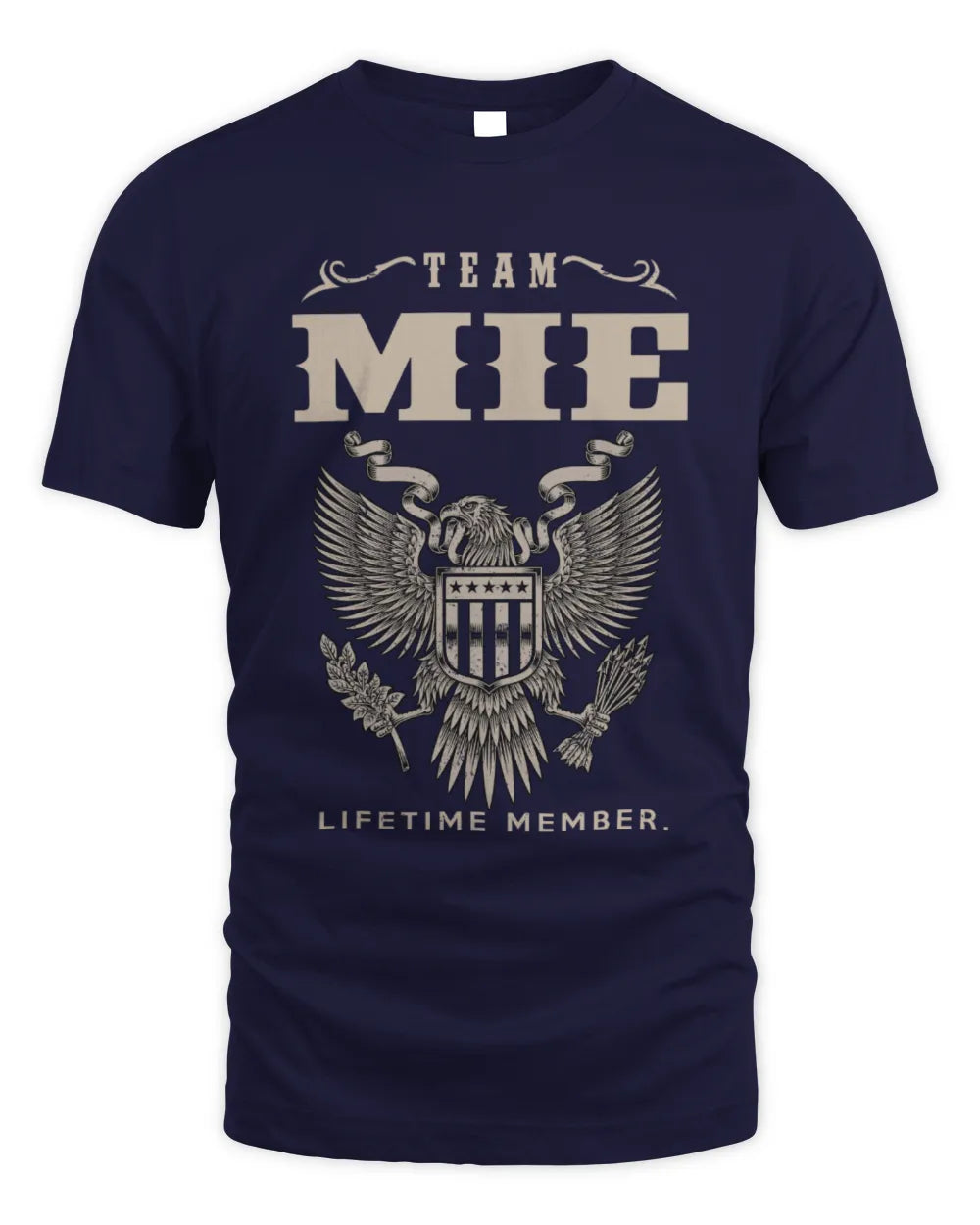 MIE TP06-K82 – Personalized Classic Style Apparel “Team NAME Lifetime Member” - Unisex Standard T-Shirt - Navy