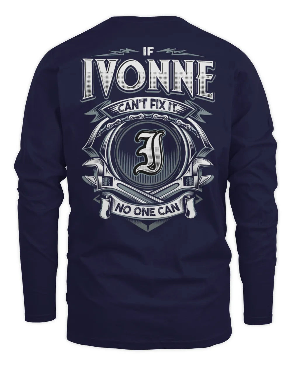 IVONNE AP81-K4-626 - Personalized Ahmed Quote Apparel “If Ahmed Can't Fix It, No One Can” - Men's Long Sleeved T-Shirt - Navy