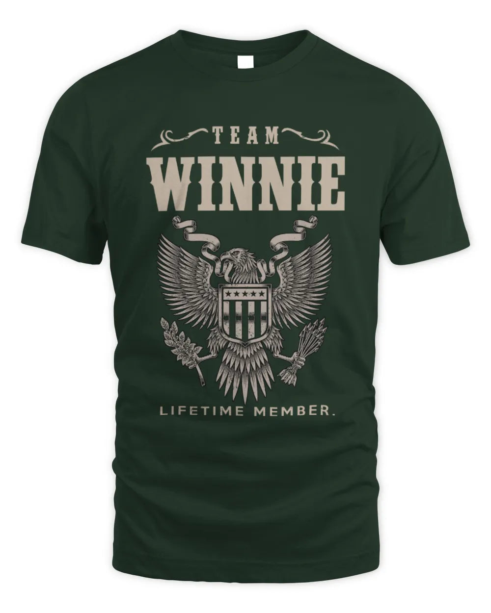 WINNIE TP06-K82 – Personalized Classic Style Apparel “Team NAME Lifetime Member” - Unisex Standard T-Shirt - Forest Green