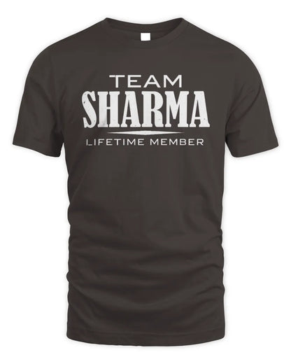 SHARMA BL62-K4-128 - Personalized “Team NAME Lifetime Member” - Unisex Standard T-Shirt - Dark Chocolate