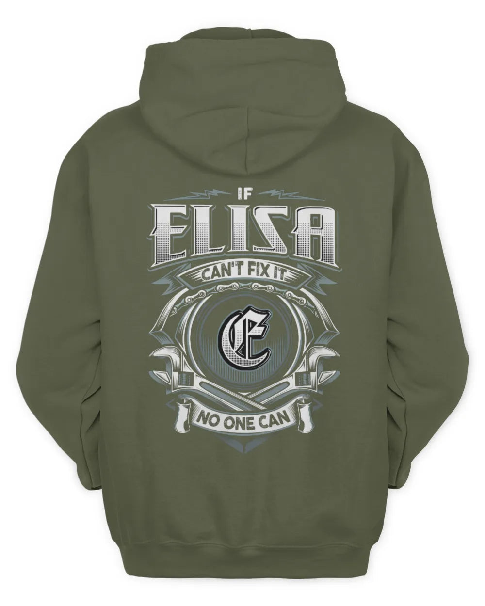 ELISA AP81-K4-626 - Personalized Ahmed Quote Apparel “If Ahmed Can't Fix It, No One Can” - Unisex Hoodie - Military Green