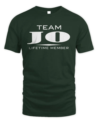 JO BL62-K4-128 - Personalized “Team NAME Lifetime Member” - Unisex Standard T-Shirt - Forest Green
