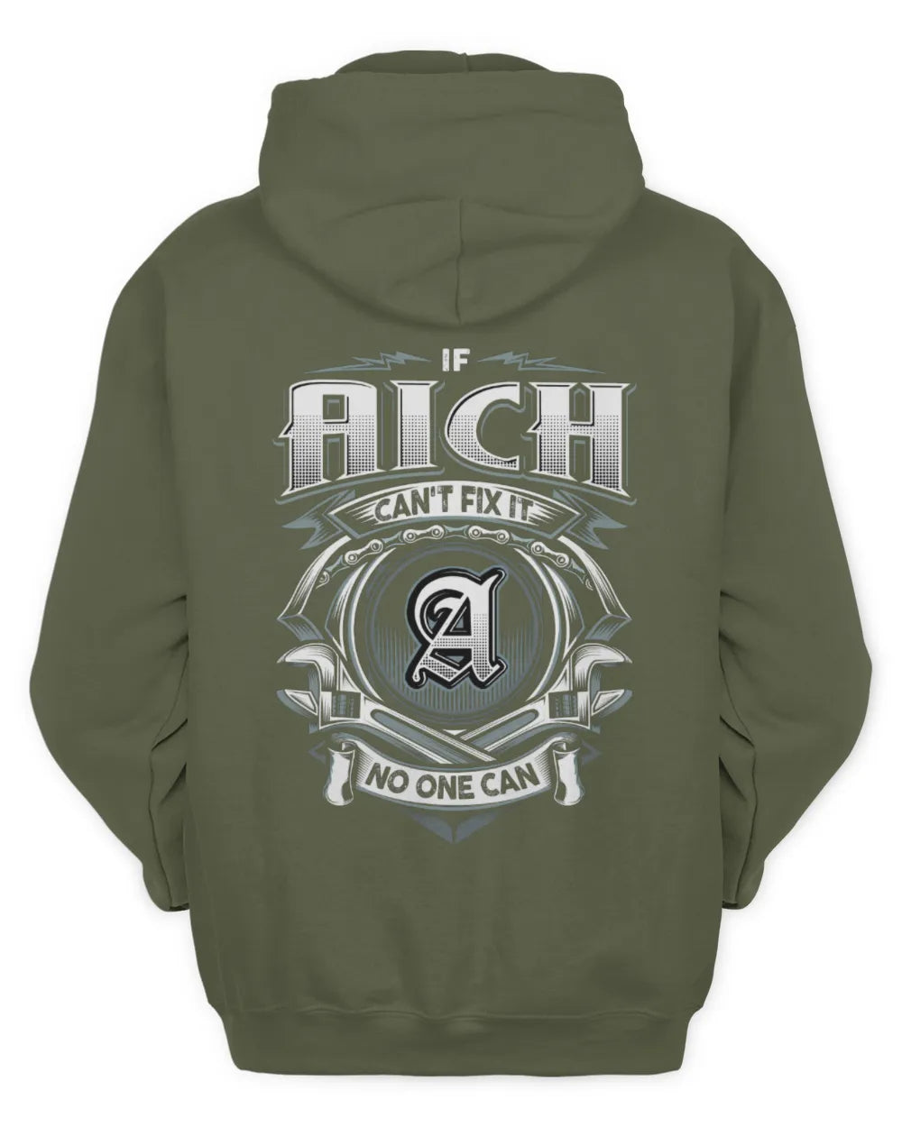 AICH AP81-K4-626 - Personalized Ahmed Quote Apparel “If Ahmed Can't Fix It, No One Can” - Unisex Hoodie - Military Green