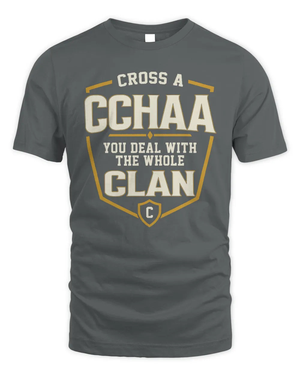 CCHAA NT1-K008 Cross A/An NAME, You Deal With the Whole Clan | Personalized Vintage T-Shirt - Unisex Standard T-Shirt - Charcoal