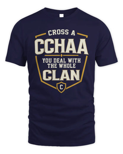 CCHAA NT1-K008 Cross A/An NAME, You Deal With the Whole Clan | Personalized Vintage T-Shirt - Unisex Standard T-Shirt - Navy