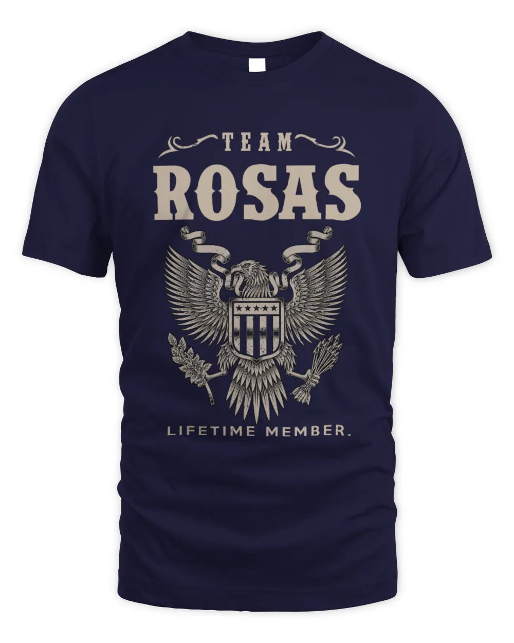 ROSAS TP06-K82 – Personalized Classic Style Apparel “Team NAME Lifetime Member” - Unisex Standard T-Shirt - Navy