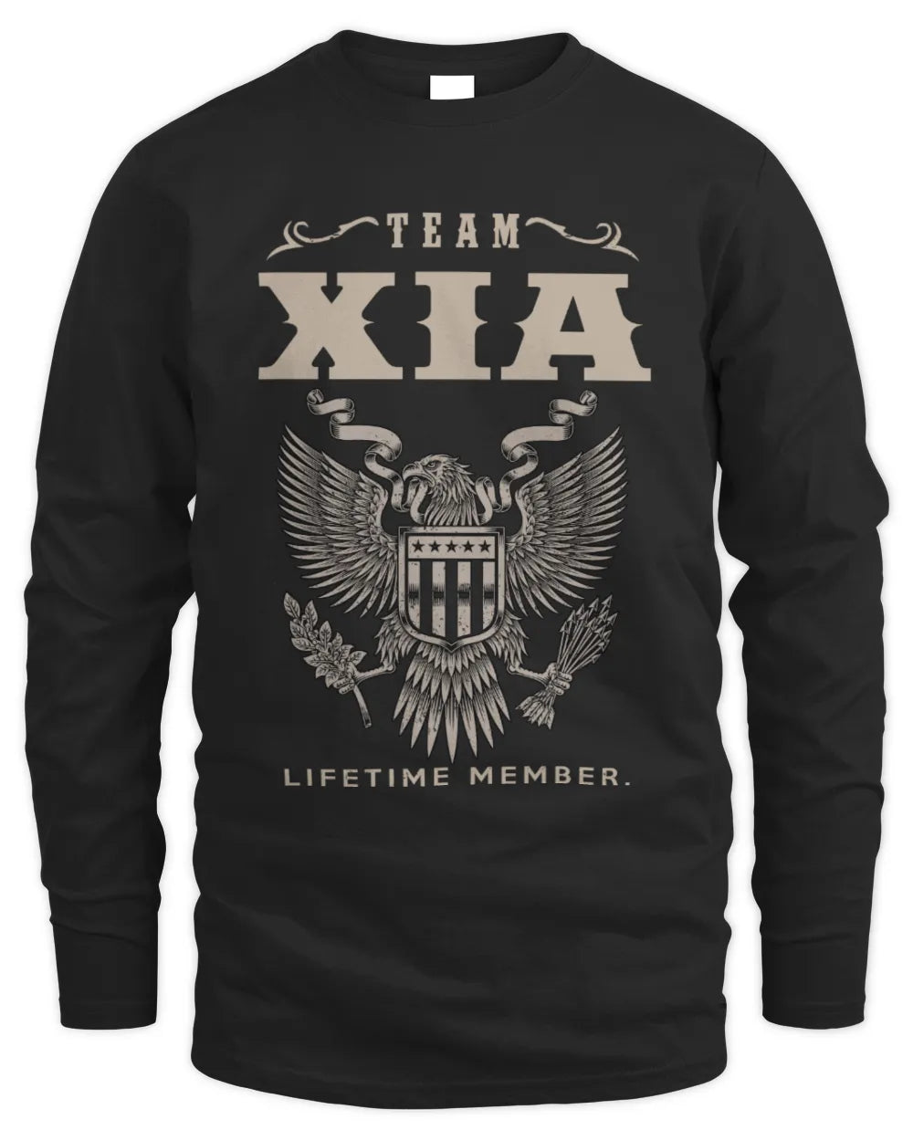XIA TP06-K82 – Personalized Classic Style Apparel “Team NAME Lifetime Member” - Men's Long Sleeved T-Shirt - Black