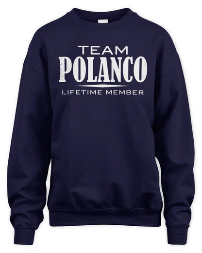 POLANCO BL62-K4-128 - Personalized “Team NAME Lifetime Member” - Unisex Sweatshirt - Navy