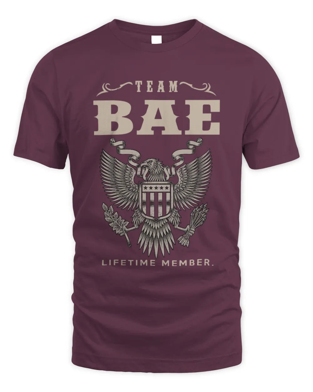 BAE TP06-K82 – Personalized Classic Style Apparel “Team NAME Lifetime Member” - Unisex Standard T-Shirt - Maroon