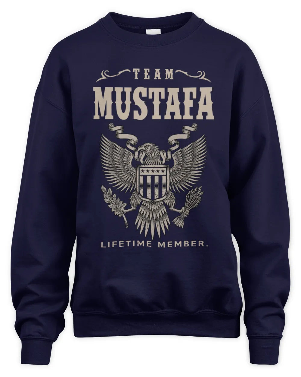 MUSTAFA TP06-K82 – Personalized Classic Style Apparel “Team NAME Lifetime Member” - Unisex Sweatshirt - Navy