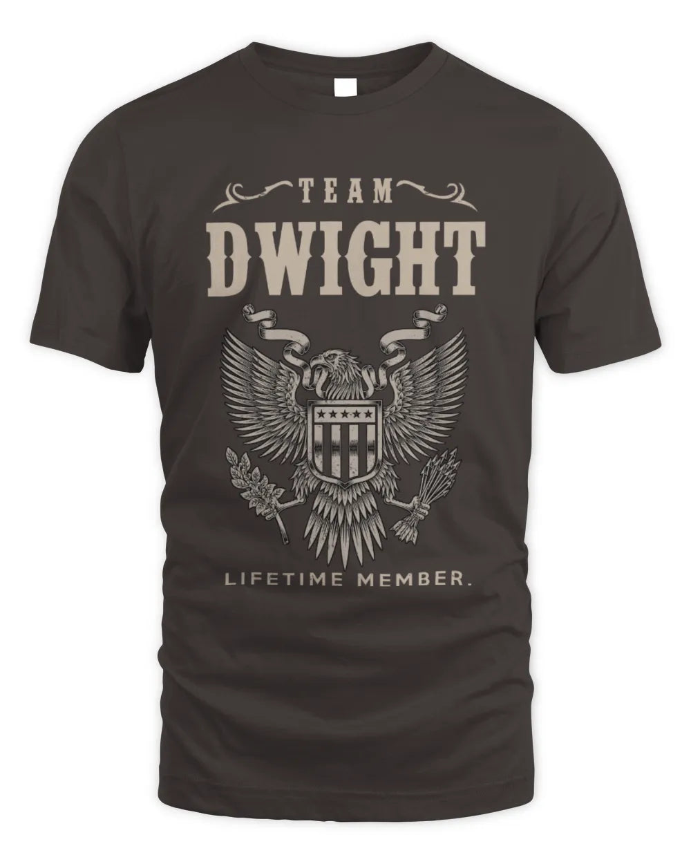 DWIGHT TP06-K82 – Personalized Classic Style Apparel “Team NAME Lifetime Member” - Unisex Standard T-Shirt - Dark Chocolate