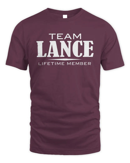 LANCE BL62-K4-128 - Personalized “Team NAME Lifetime Member” - Unisex Standard T-Shirt - Maroon