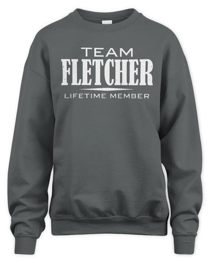 FLETCHER BL62-K4-128 - Personalized “Team NAME Lifetime Member” - Unisex Sweatshirt - Charcoal
