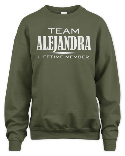 ALEJANDRA BL62-K4-128 - Personalized “Team NAME Lifetime Member” - Unisex Sweatshirt - Military Green