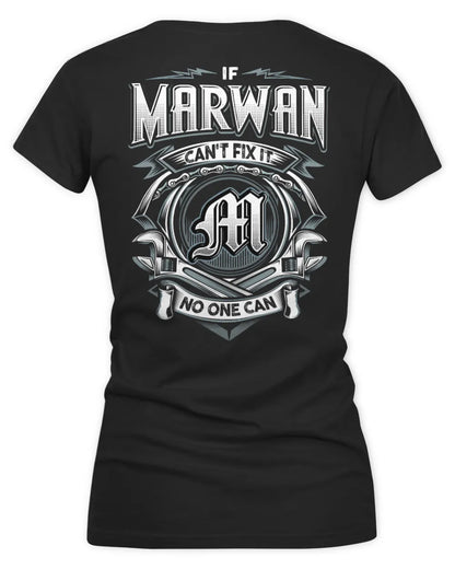 MARWAN AP81-K4-626 - Personalized Ahmed Quote Apparel “If Ahmed Can't Fix It, No One Can” - Women's V-Neck T-Shirt - Black