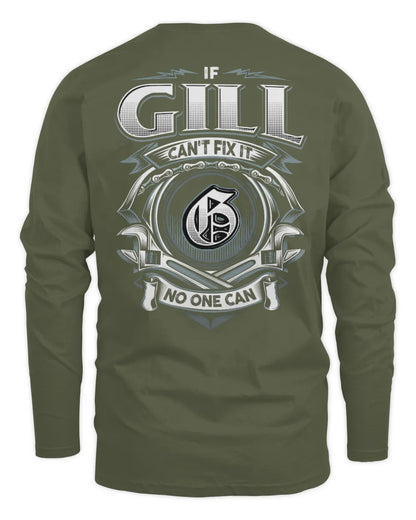 GILL AP81-K4-626 - Personalized Ahmed Quote Apparel “If Ahmed Can't Fix It, No One Can” - Men's Long Sleeved T-Shirt - Military Green