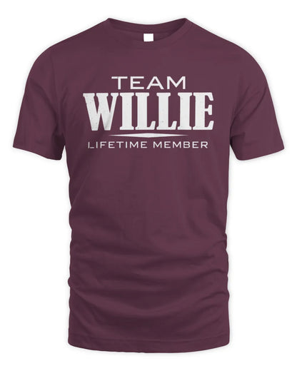 WILLIE BL62-K4-128 - Personalized “Team NAME Lifetime Member” - Unisex Standard T-Shirt - Maroon