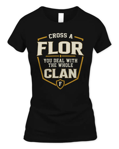 FLOR NT1-K008 Cross A/An NAME, You Deal With the Whole Clan | Personalized Vintage T-Shirt - Women's Standard T-Shirt - Black
