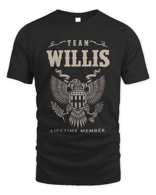 WILLIS TP06-K82 – Personalized Classic Style Apparel “Team NAME Lifetime Member” - Unisex Standard T-Shirt - Black