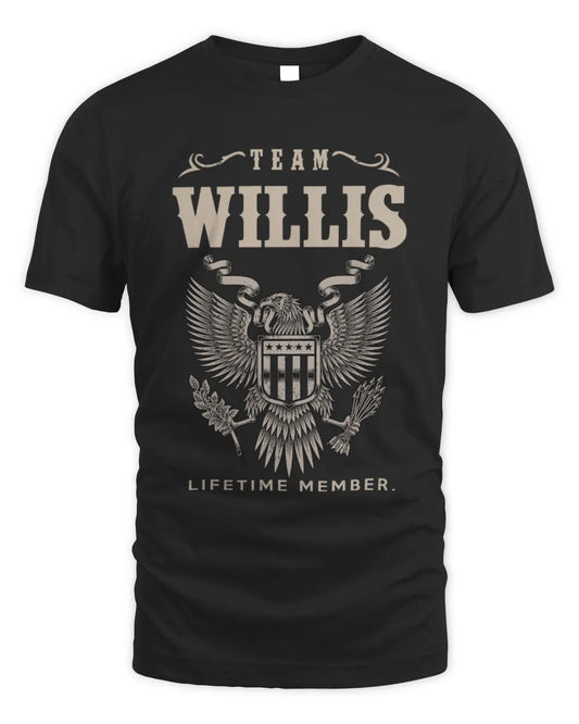 WILLIS TP06-K82 – Personalized Classic Style Apparel “Team NAME Lifetime Member” - Unisex Standard T-Shirt - Black