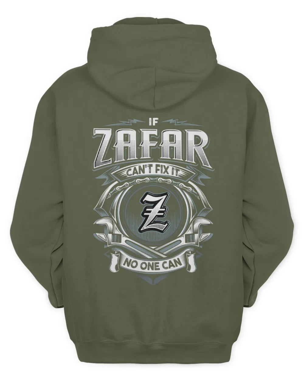 ZAFAR AP81-K4-626 - Personalized Ahmed Quote Apparel “If Ahmed Can't Fix It, No One Can” - Unisex Hoodie - Military Green