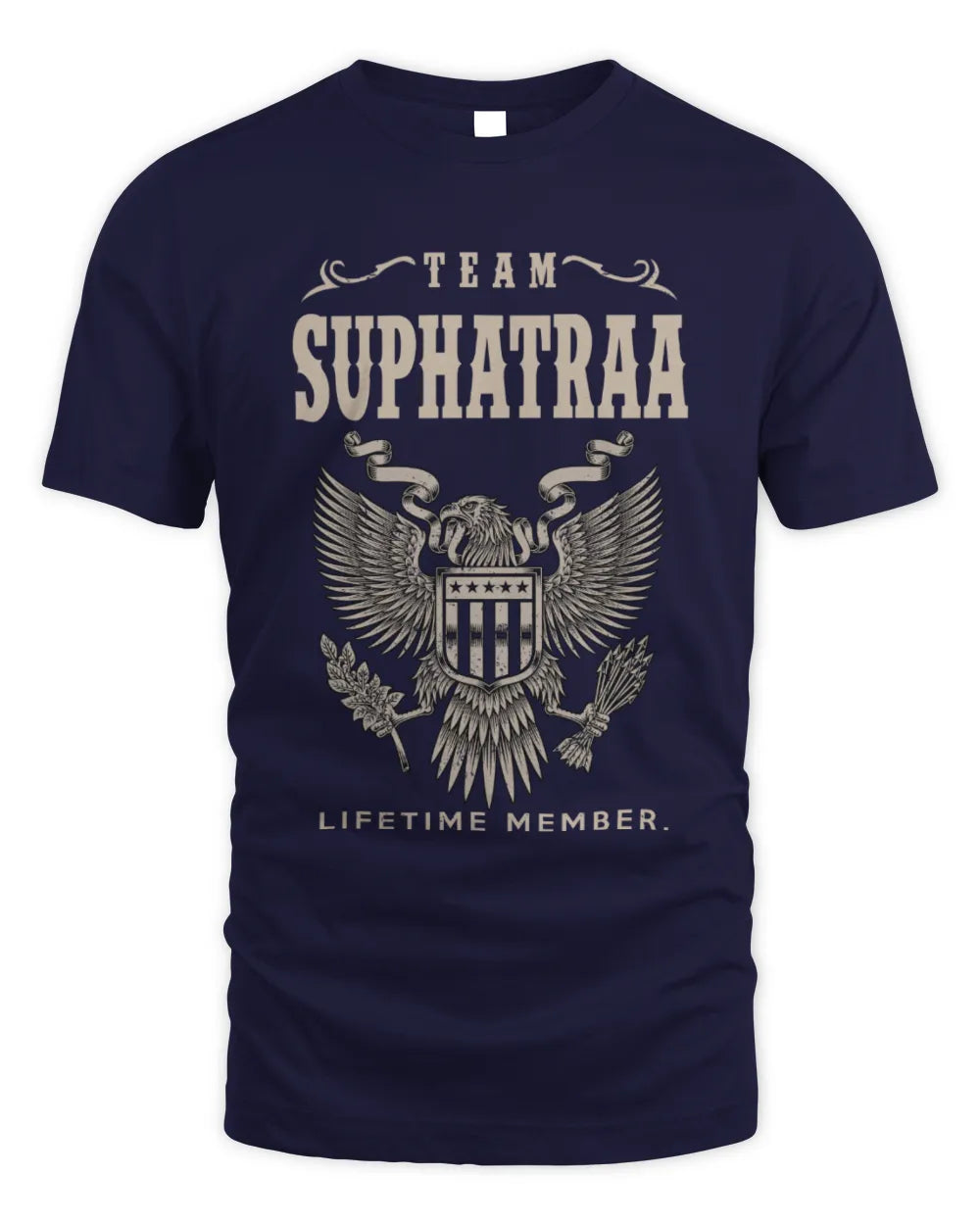 SUPHATRAA TP06-K82 – Personalized Classic Style Apparel “Team NAME Lifetime Member” - Unisex Standard T-Shirt - Navy