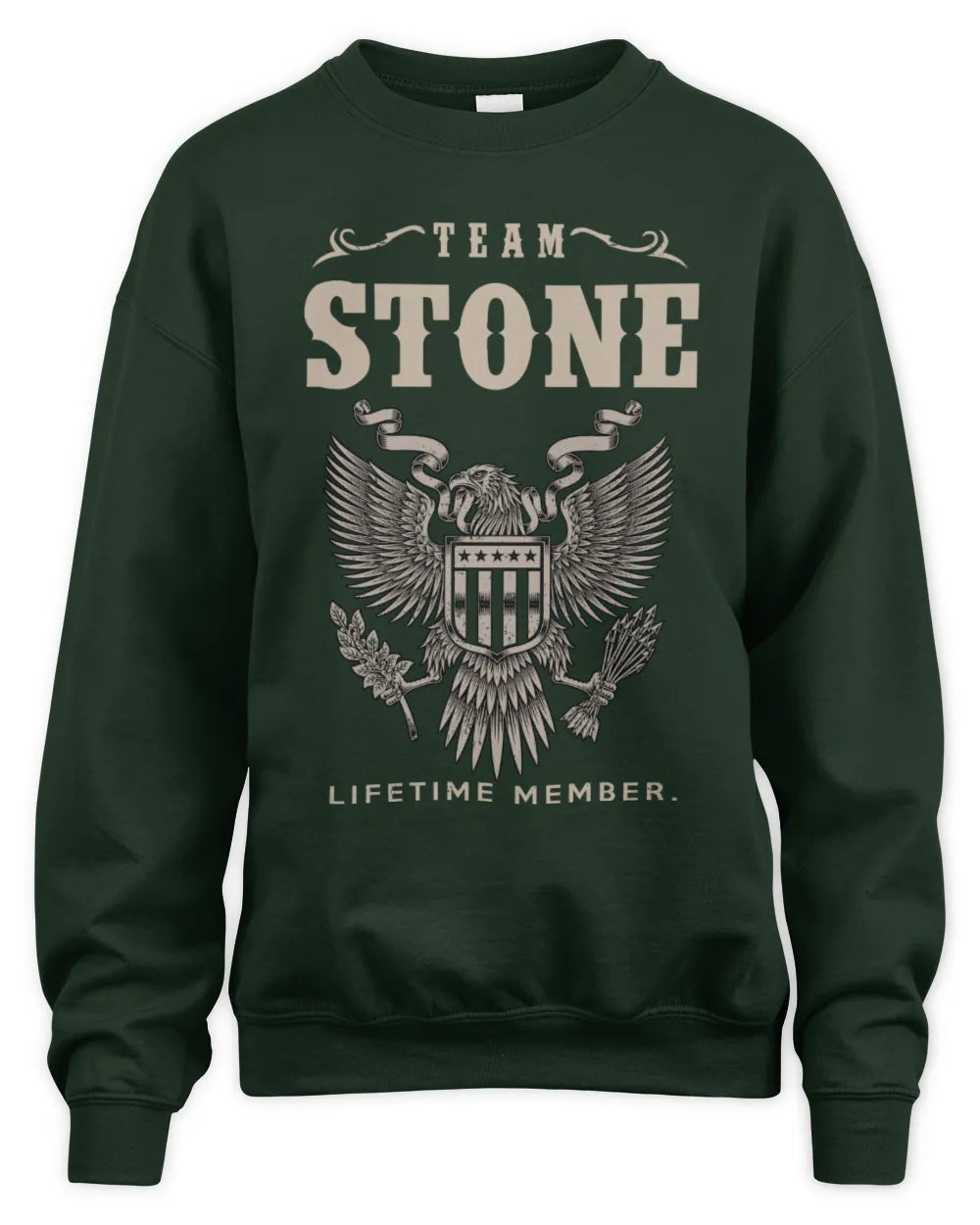 STONE TP06-K82 – Personalized Classic Style Apparel “Team NAME Lifetime Member” - Unisex Sweatshirt - Forest Green