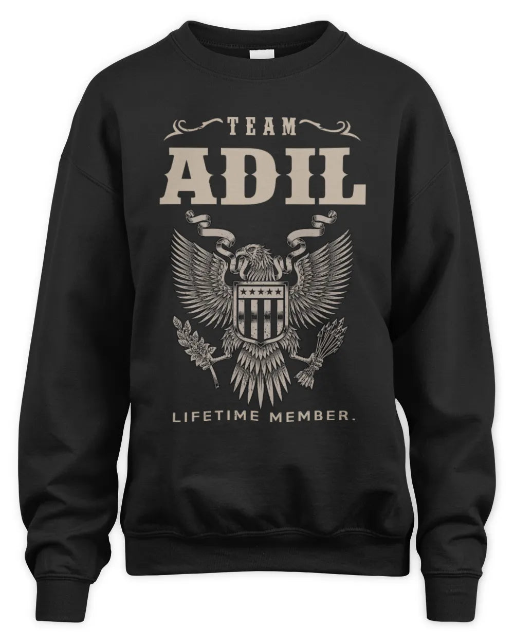ADIL TP06-K82 – Personalized Classic Style Apparel “Team NAME Lifetime Member” - Unisex Sweatshirt - Black