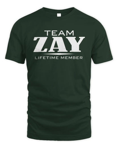 ZAY BL62-K4-128 - Personalized “Team NAME Lifetime Member” - Unisex Standard T-Shirt - Forest Green