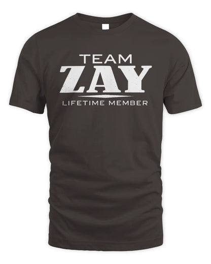 ZAY BL62-K4-128 - Personalized “Team NAME Lifetime Member” - Unisex Standard T-Shirt - Dark Chocolate