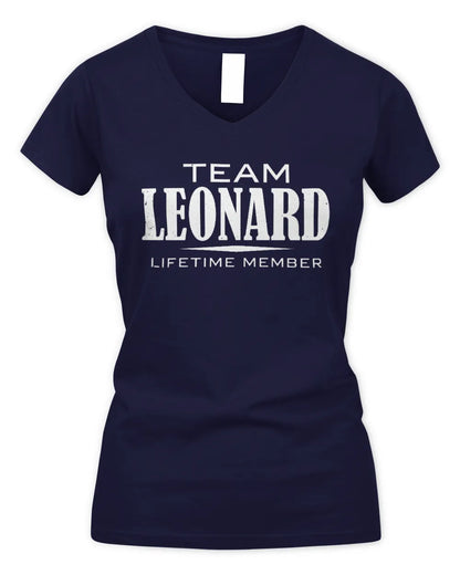 LEONARD BL62-K4-128 - Personalized “Team NAME Lifetime Member” - Women's V-Neck T-Shirt - Navy