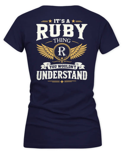 RUBY KT06-M008 It’s a [NAME] Thing – You Wouldn’t Understand | Personalized Vintage T-Shirt - Women's V-Neck T-Shirt - Navy