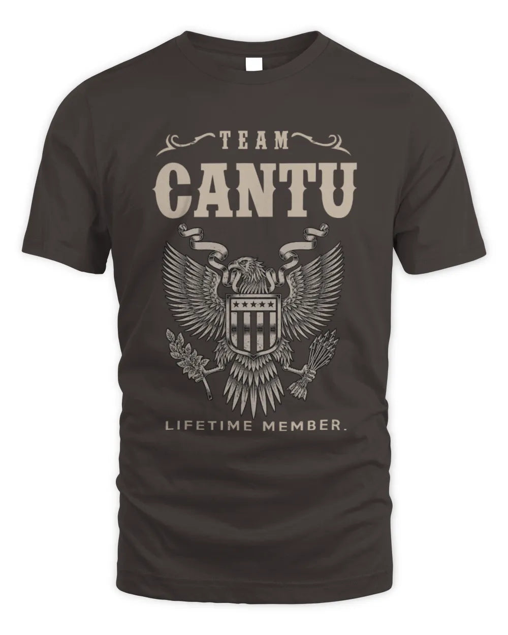 CANTU TP06-K82 – Personalized Classic Style Apparel “Team NAME Lifetime Member” - Unisex Standard T-Shirt - Dark Chocolate