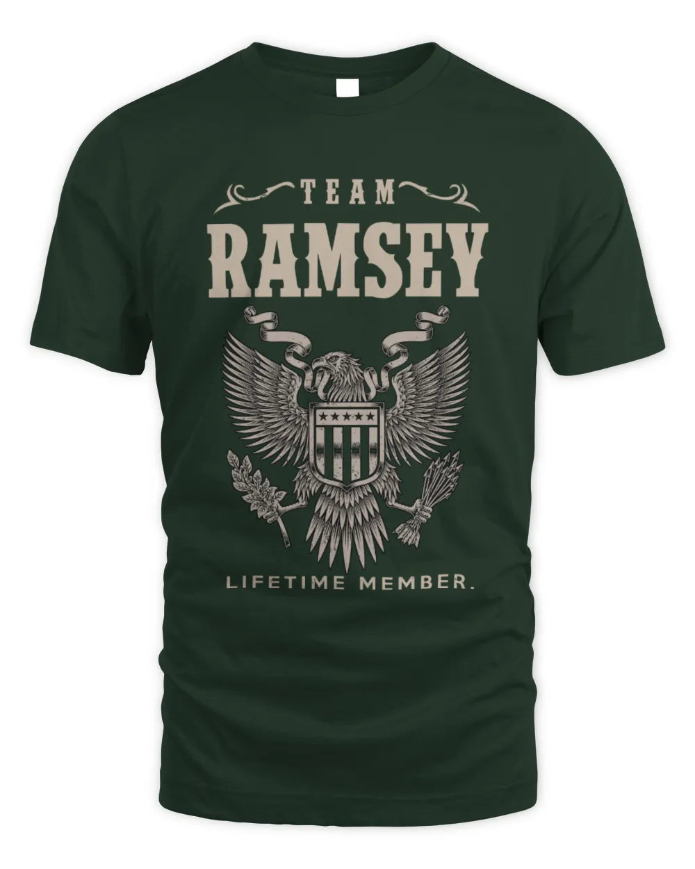 RAMSEY TP06-K82 – Personalized Classic Style Apparel “Team NAME Lifetime Member” - Unisex Standard T-Shirt - Forest Green