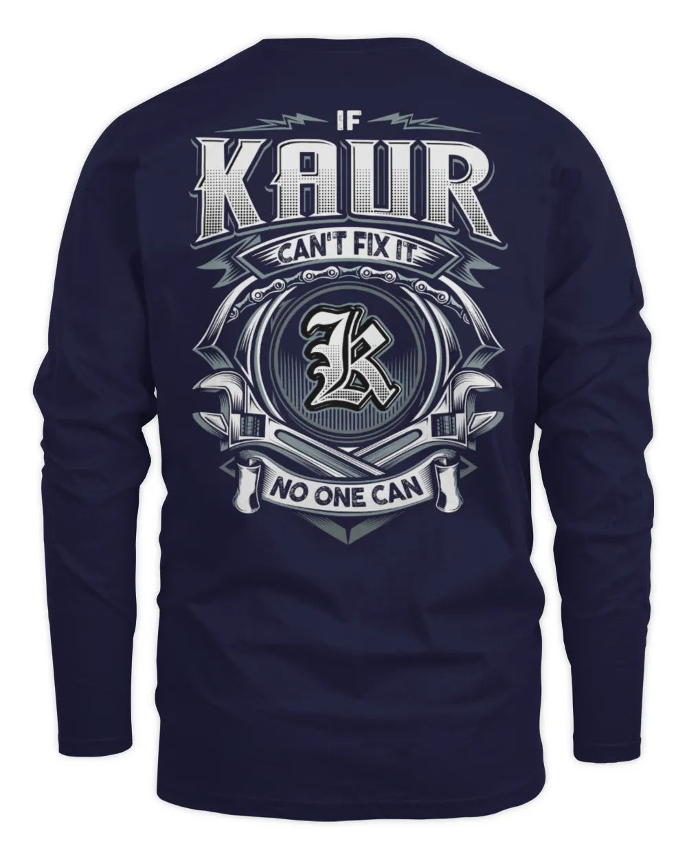 KAUR AP81-K4-626 - Personalized Ahmed Quote Apparel “If Ahmed Can't Fix It, No One Can” - Men's Long Sleeved T-Shirt - Navy