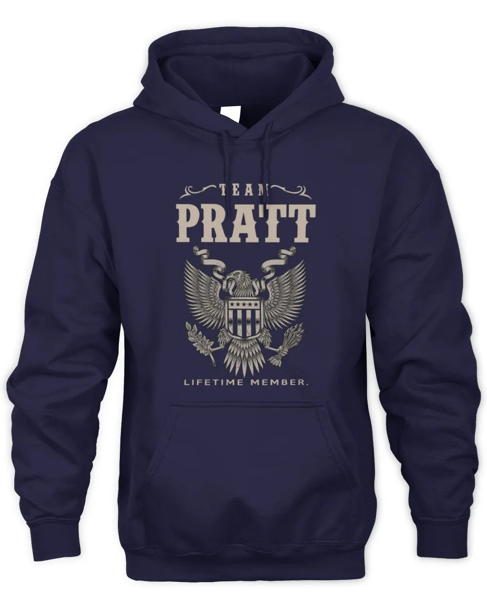 PRATT TP06-K82 – Personalized Classic Style Apparel “Team NAME Lifetime Member” - Unisex Hoodie - Navy